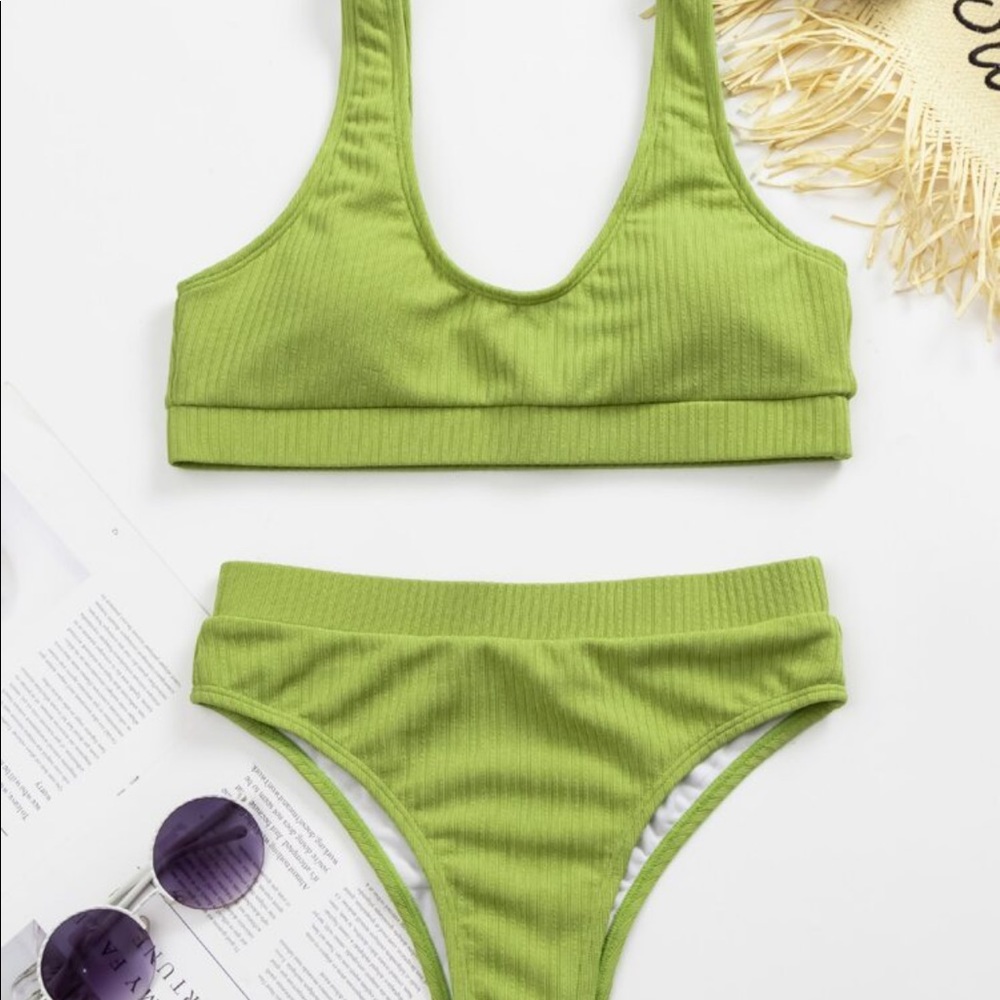 NWOT olive green bikini top